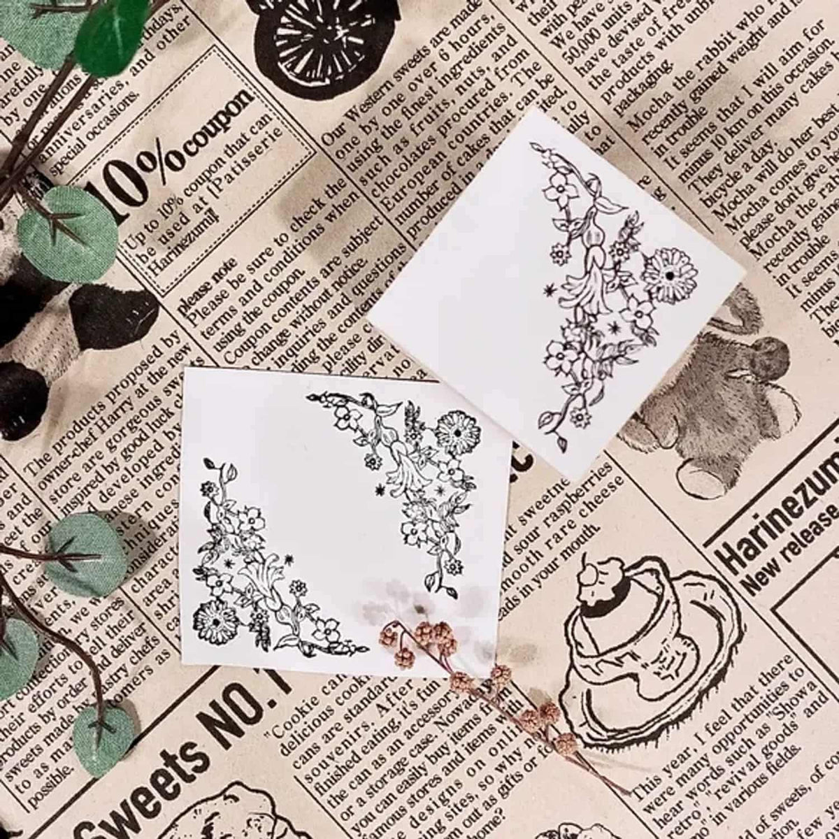 Patissier Harinezumi Stamp – Classic Corner Flowers