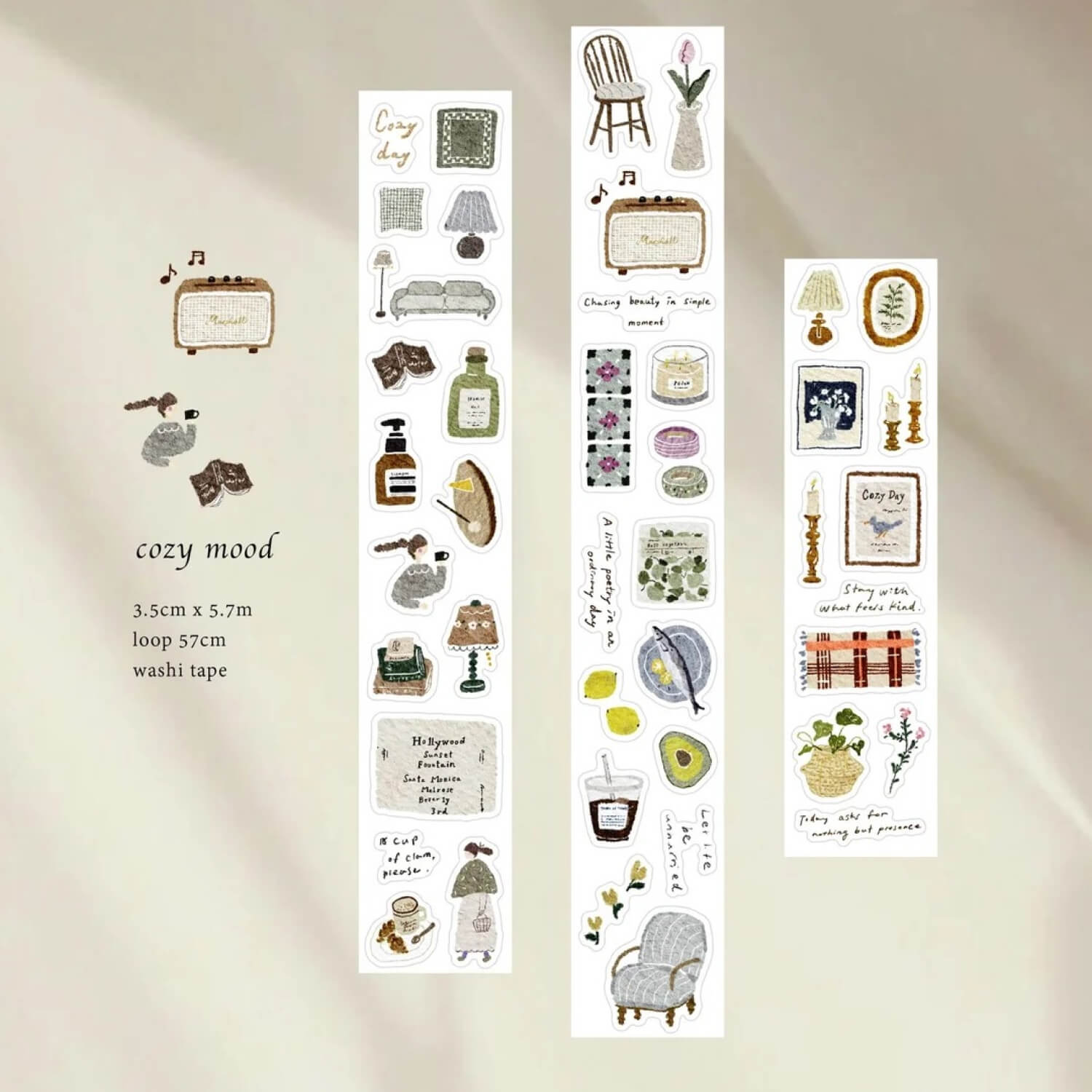 Pion Kiss-Cut Washi Tape – Cozy Mood