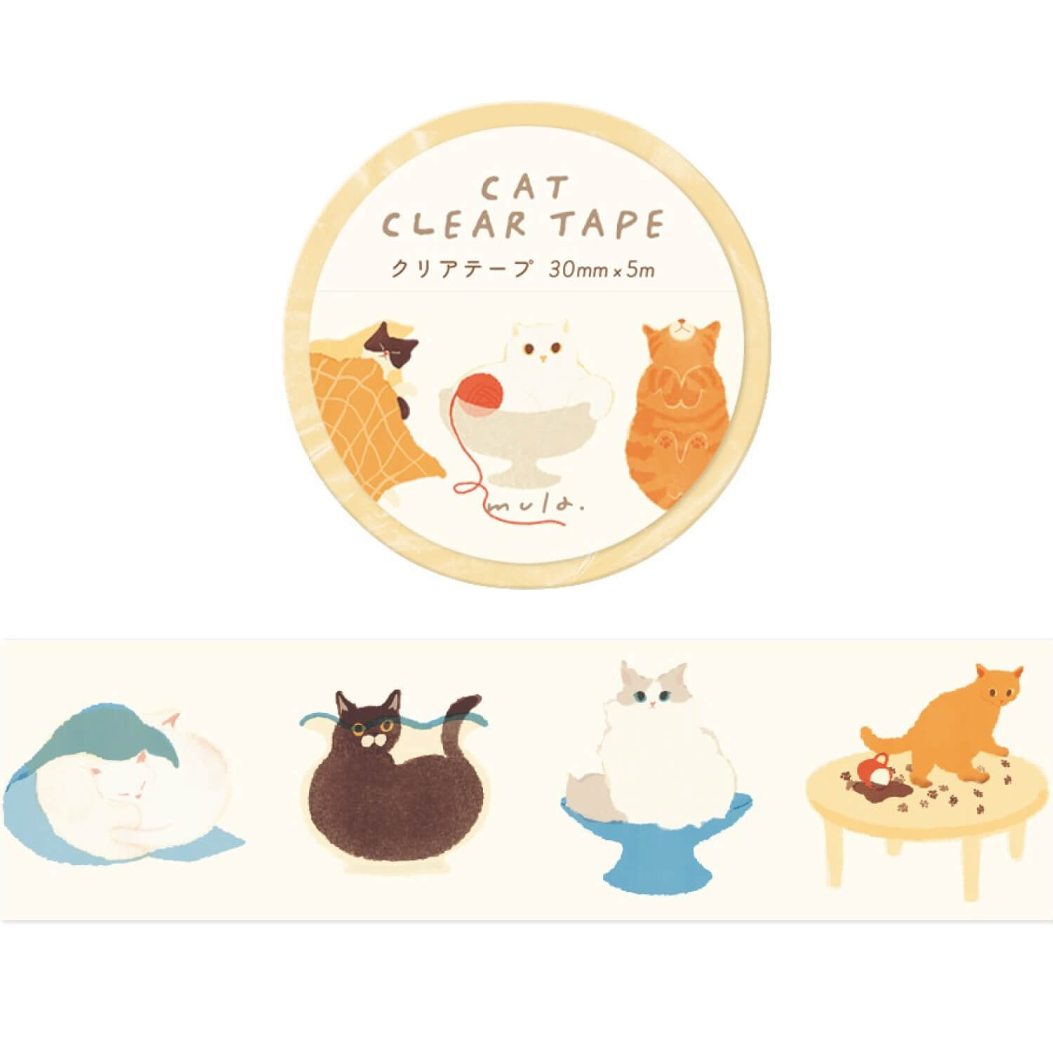 RYU-RYU x mula Clear Tape – Funny Cat
