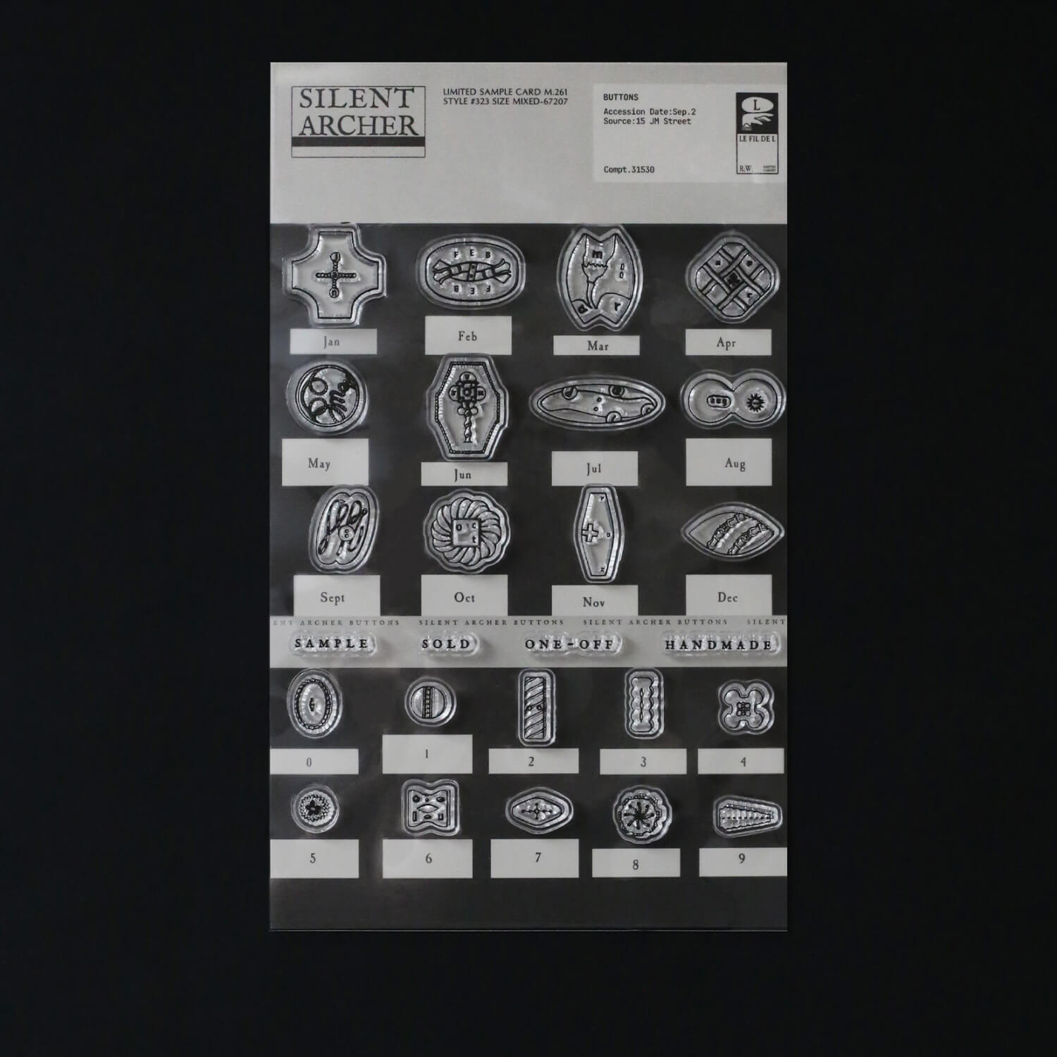 Ribbon Works Clear Stamp Set – Silent Archer Button Sampler (Months &amp; Numbers)