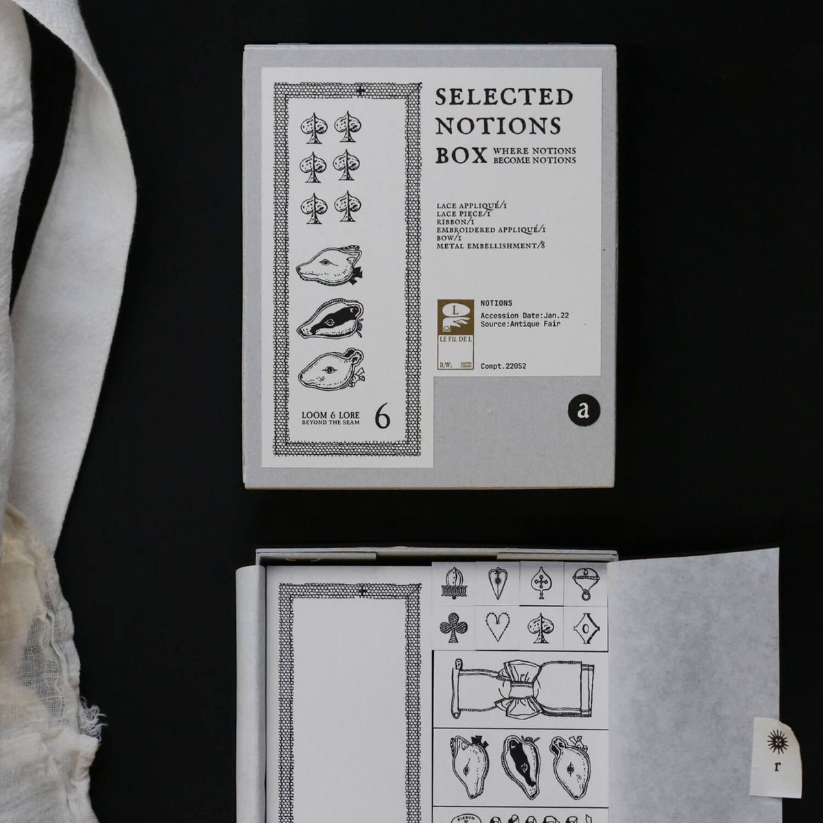 Ribbon Works Stamp Set – Selected Notions Box (Loom &amp; Lore No. 6)