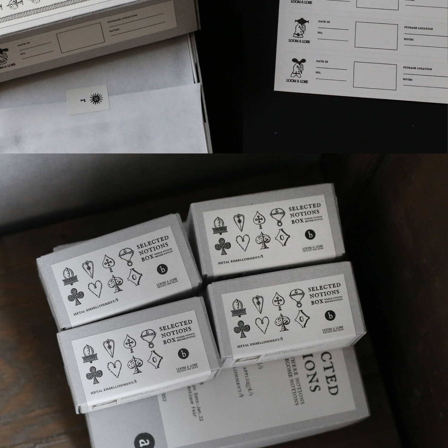 Ribbon Works Stamp Set – Selected Notions Box (Loom &amp; Lore No. 6)