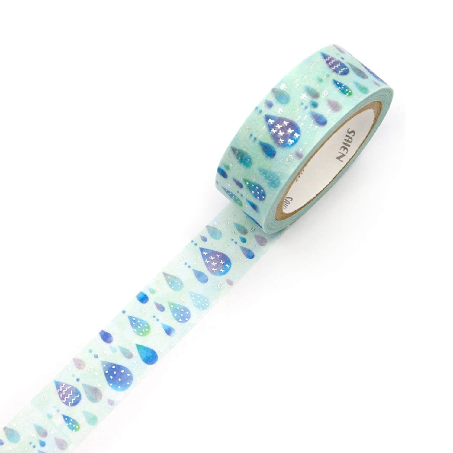 Saien Silver Foil Washi Tape - Raindrops