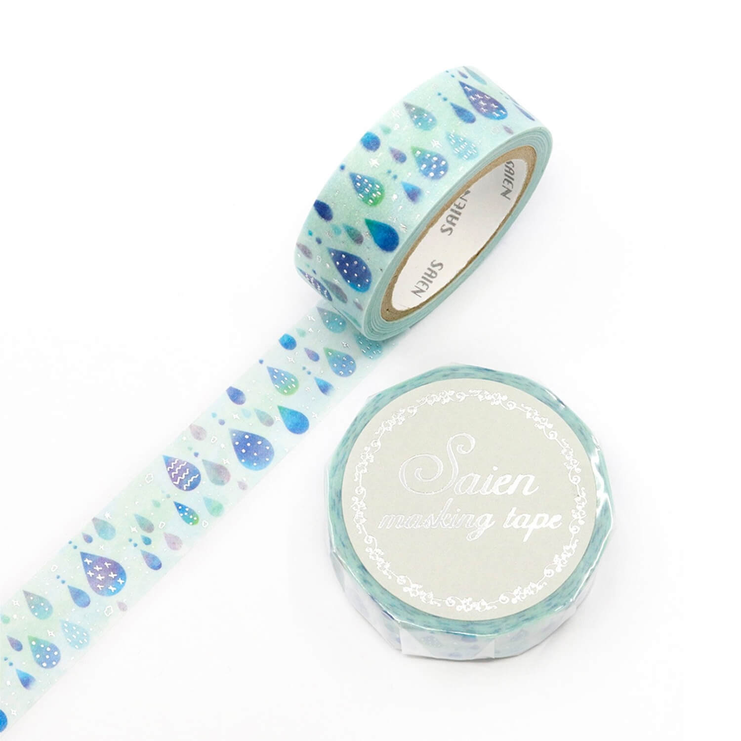 Saien Silver Foil Washi Tape - Raindrops