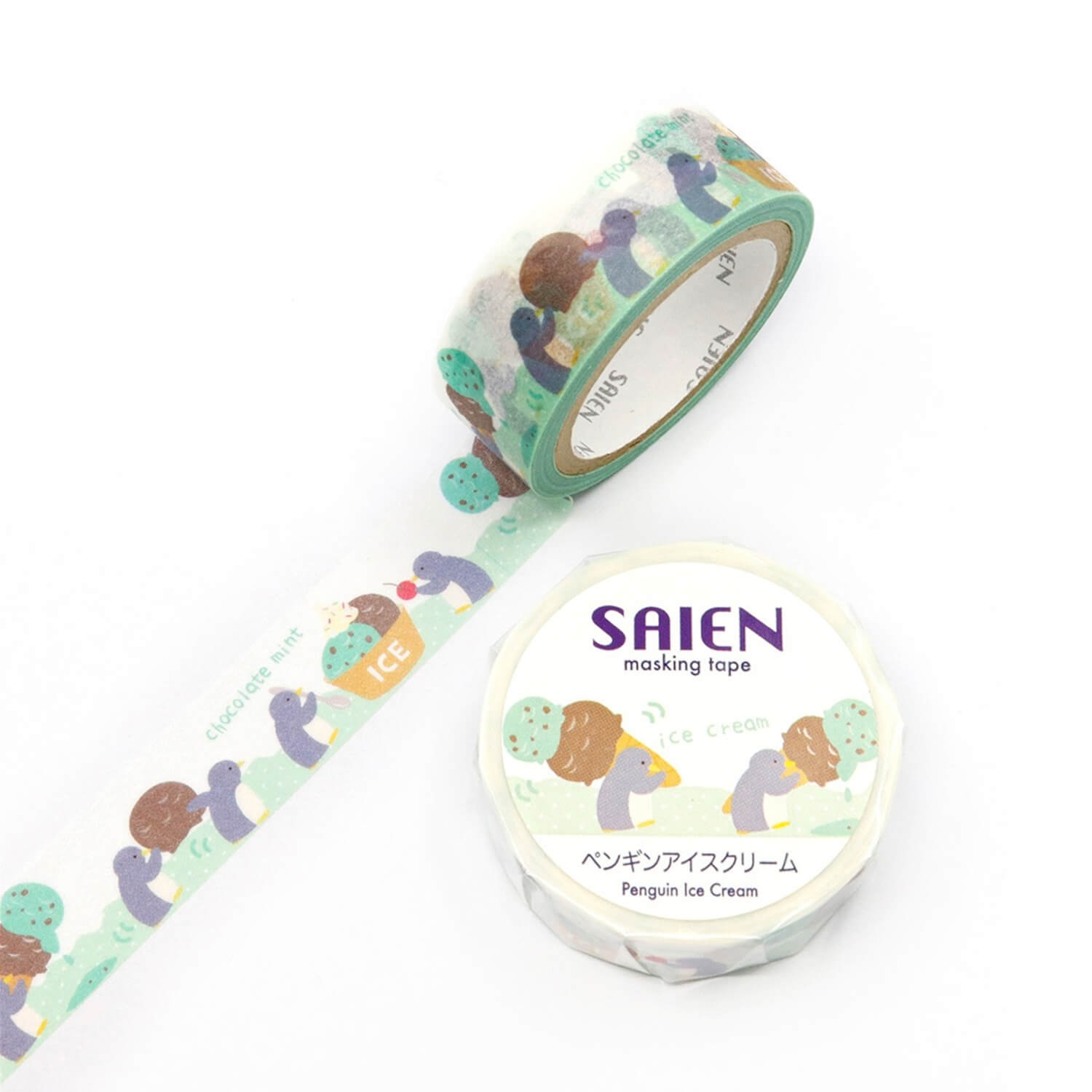 Saien Washi Tape - Penguin Ice Cream