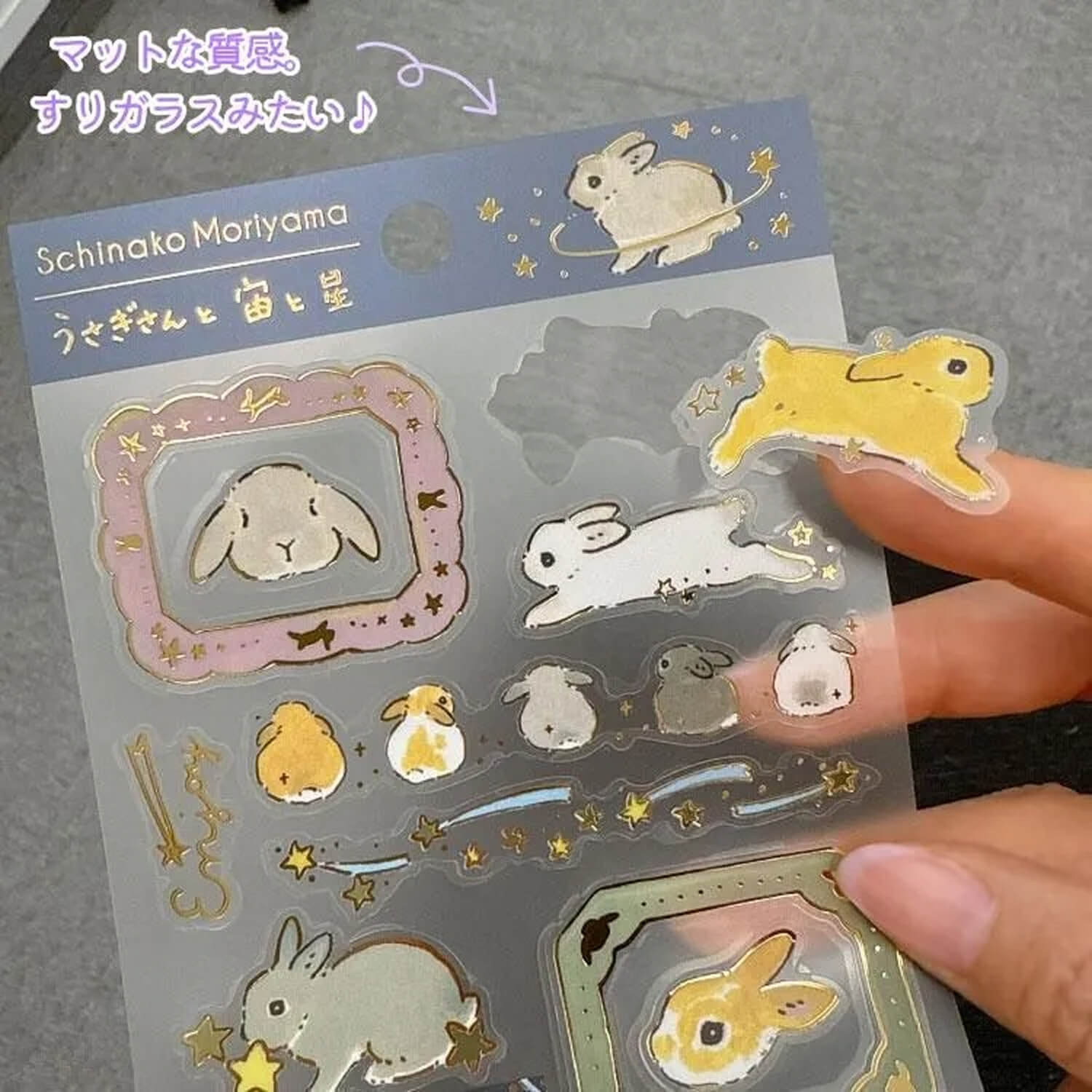 Schinako Moriyama Frost Stickers – Rabbit with Space and Stars