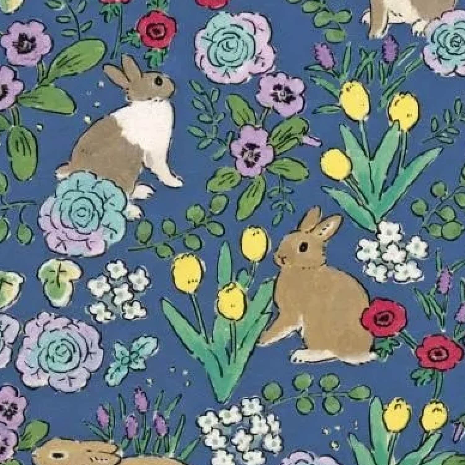 Schinako Moriyama Postcard – Garden with Rabbits