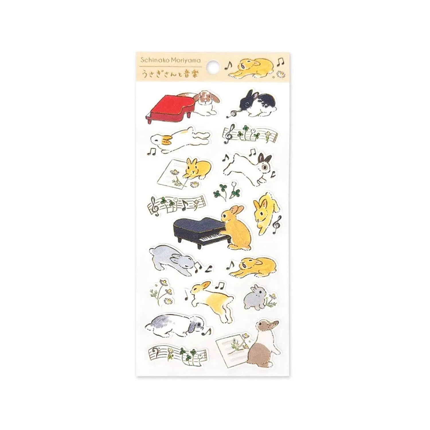 Schinako Moriyama Gold Foil Paper Stickers – Rabbits and Music