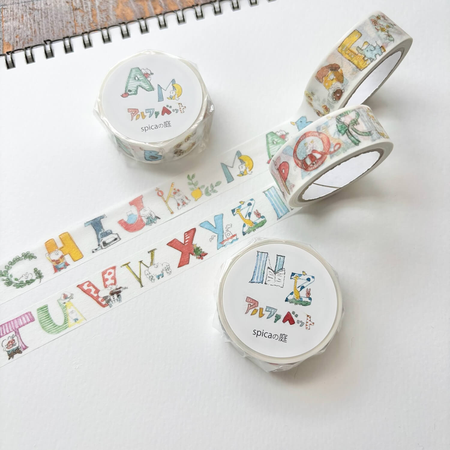 Spica Garden Original Character Washi Tape &amp; Mini Bag Set – Alphabet