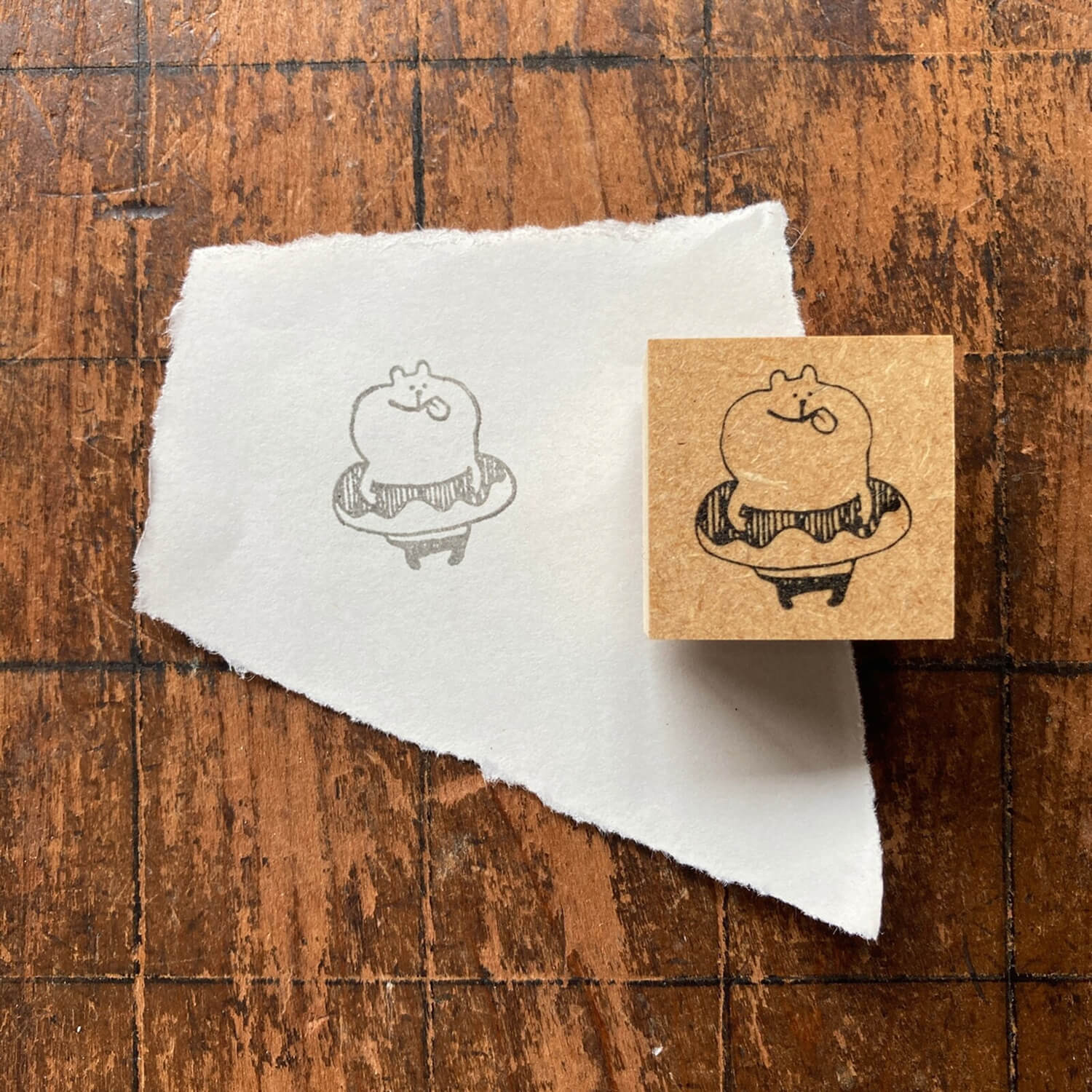 Spica Garden Original Character Wood Mount Stamp – Single Donut