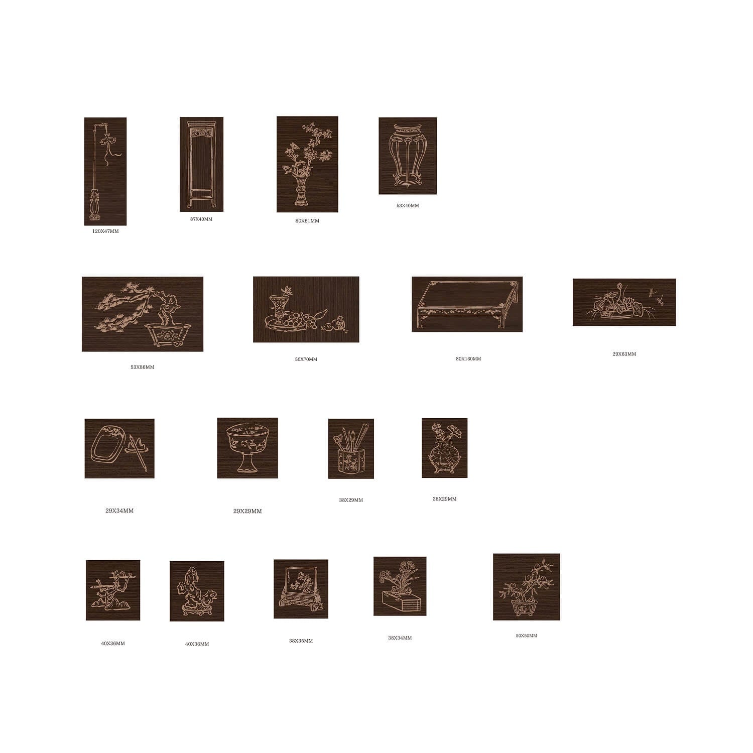 Square Studio Oriental Stamp Set (16 Pieces)