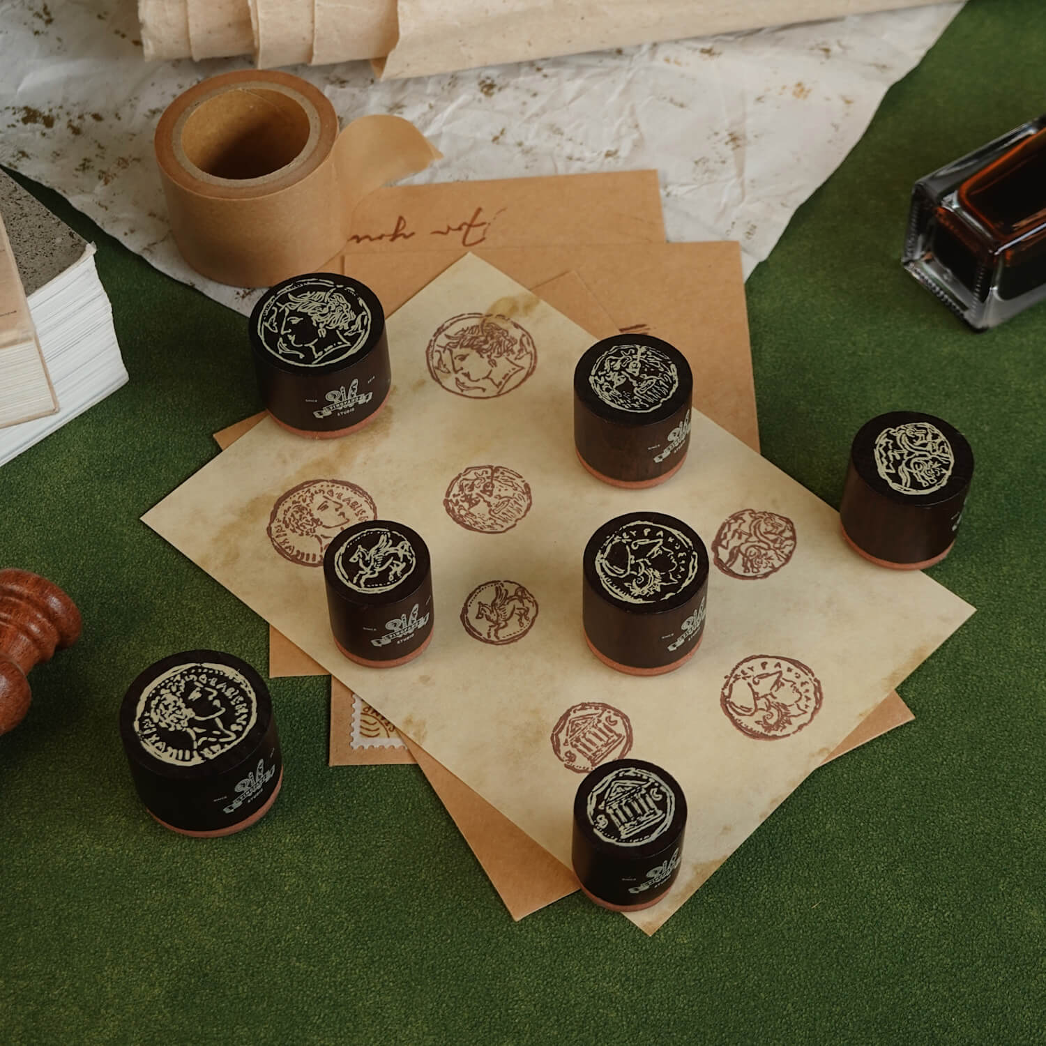 Square Studio Rome Series Wooden Stamp Set – Roman Coins