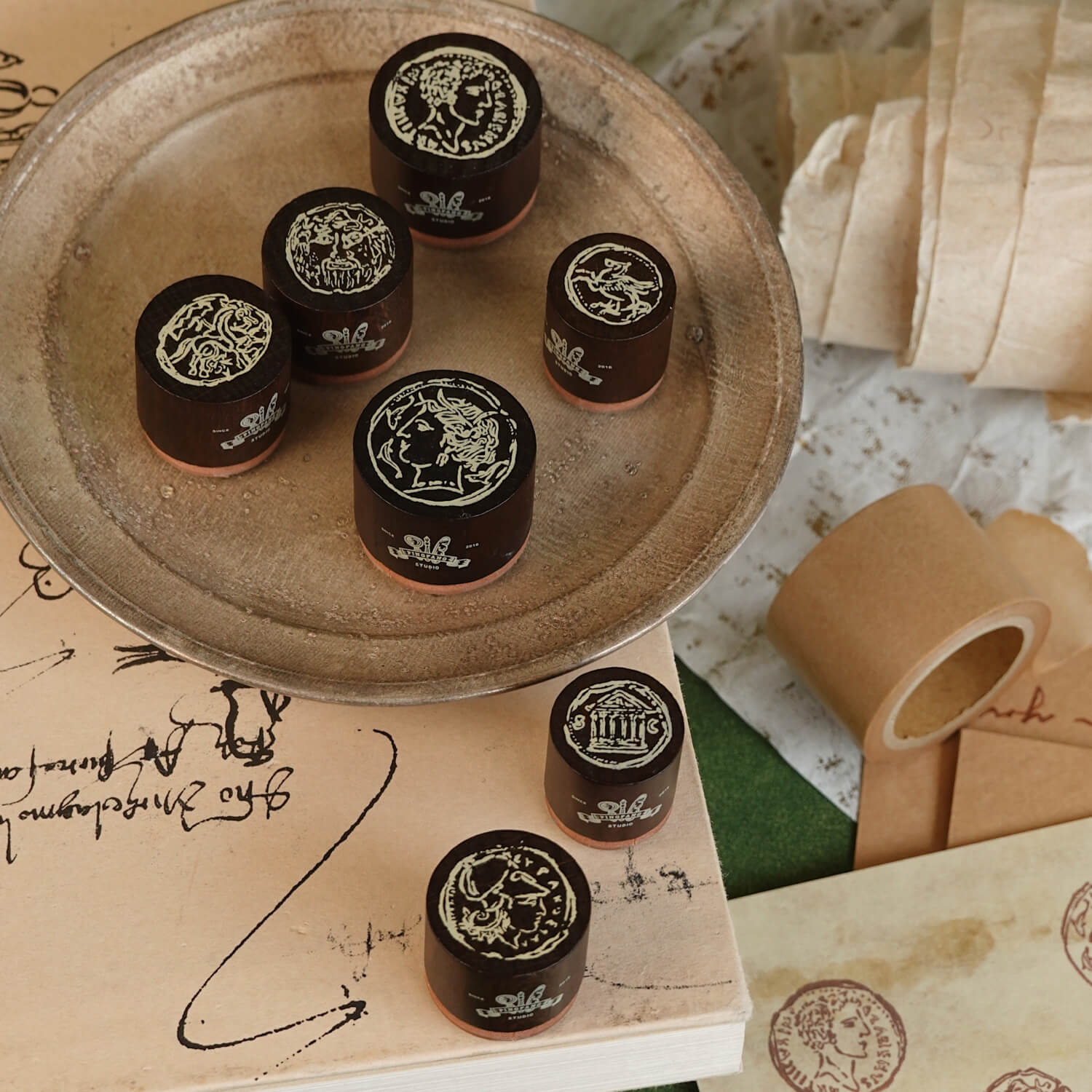 Square Studio Rome Series Wooden Stamp Set – Roman Coins