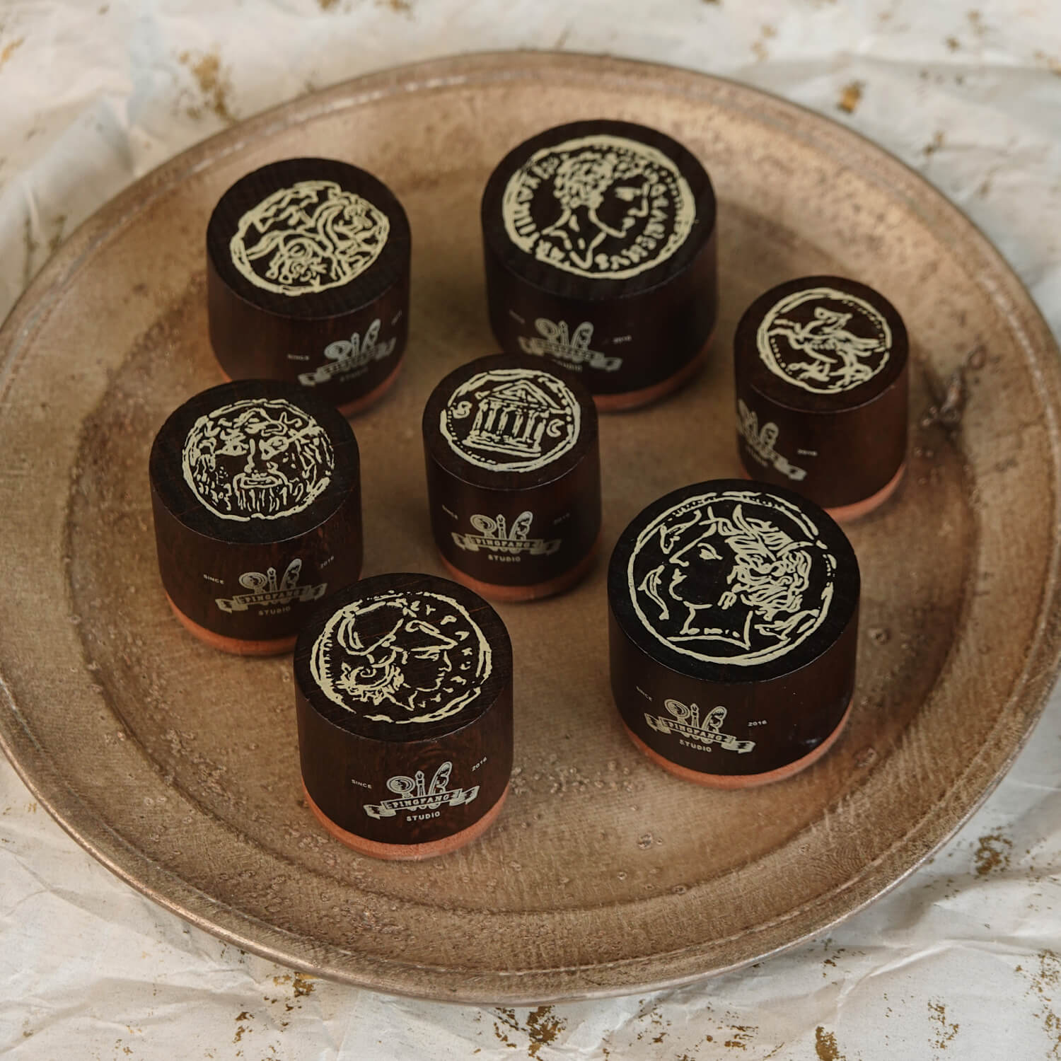 Square Studio Rome Series Wooden Stamp Set – Roman Coins