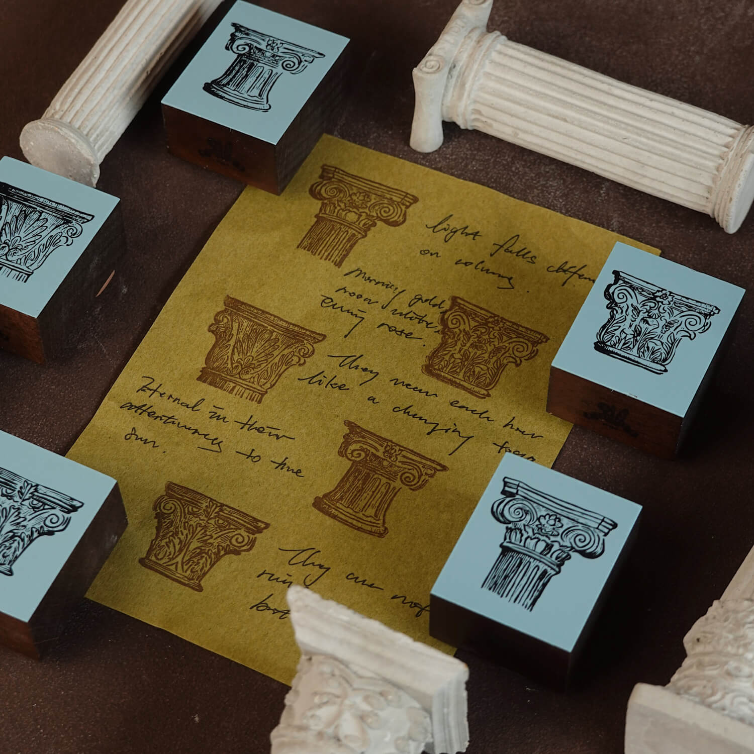 Square Studio Rome Series Wooden Stamp Set – Roman Columns