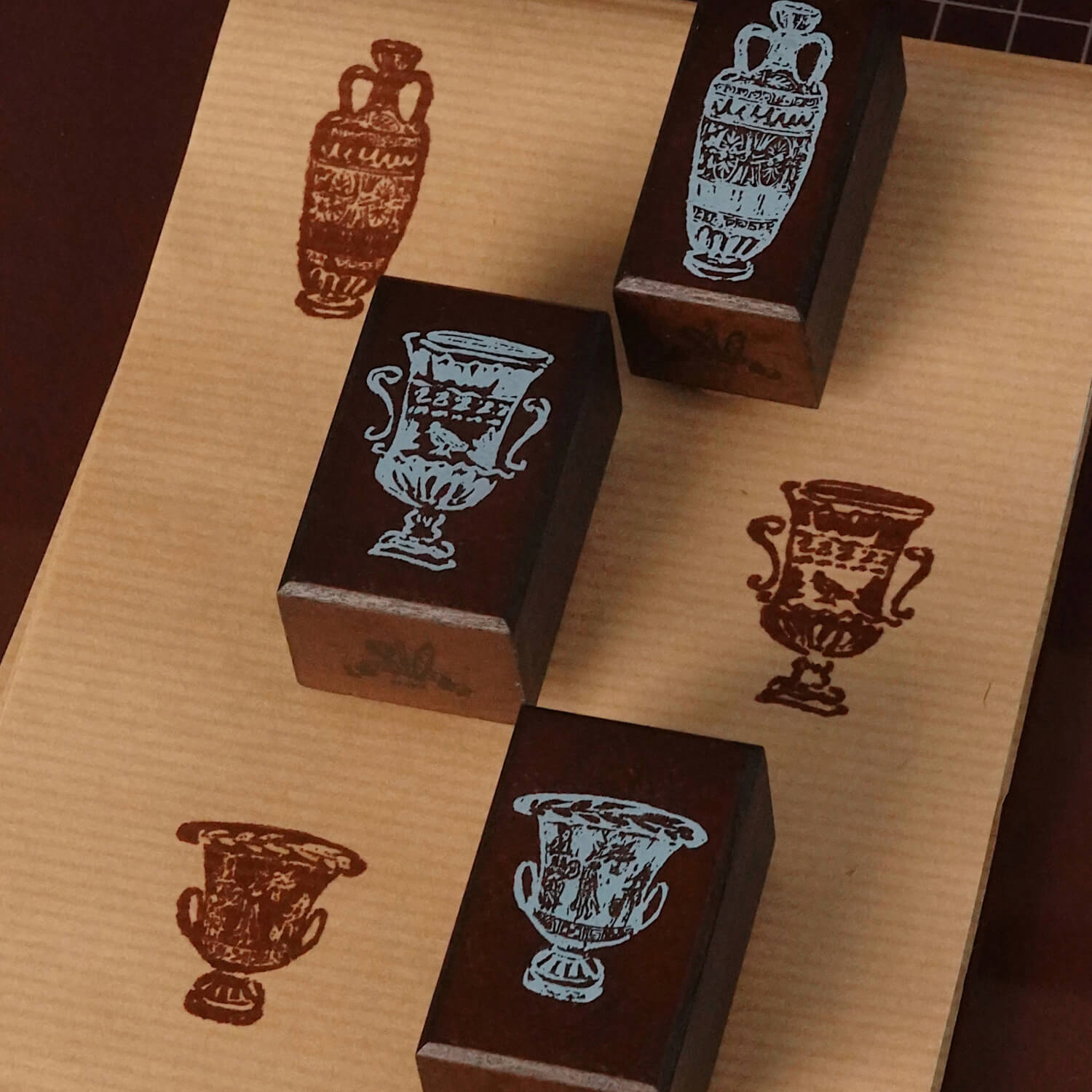 Square Studio Rome Series Wooden Stamp Set – Roman Pottery Jars
