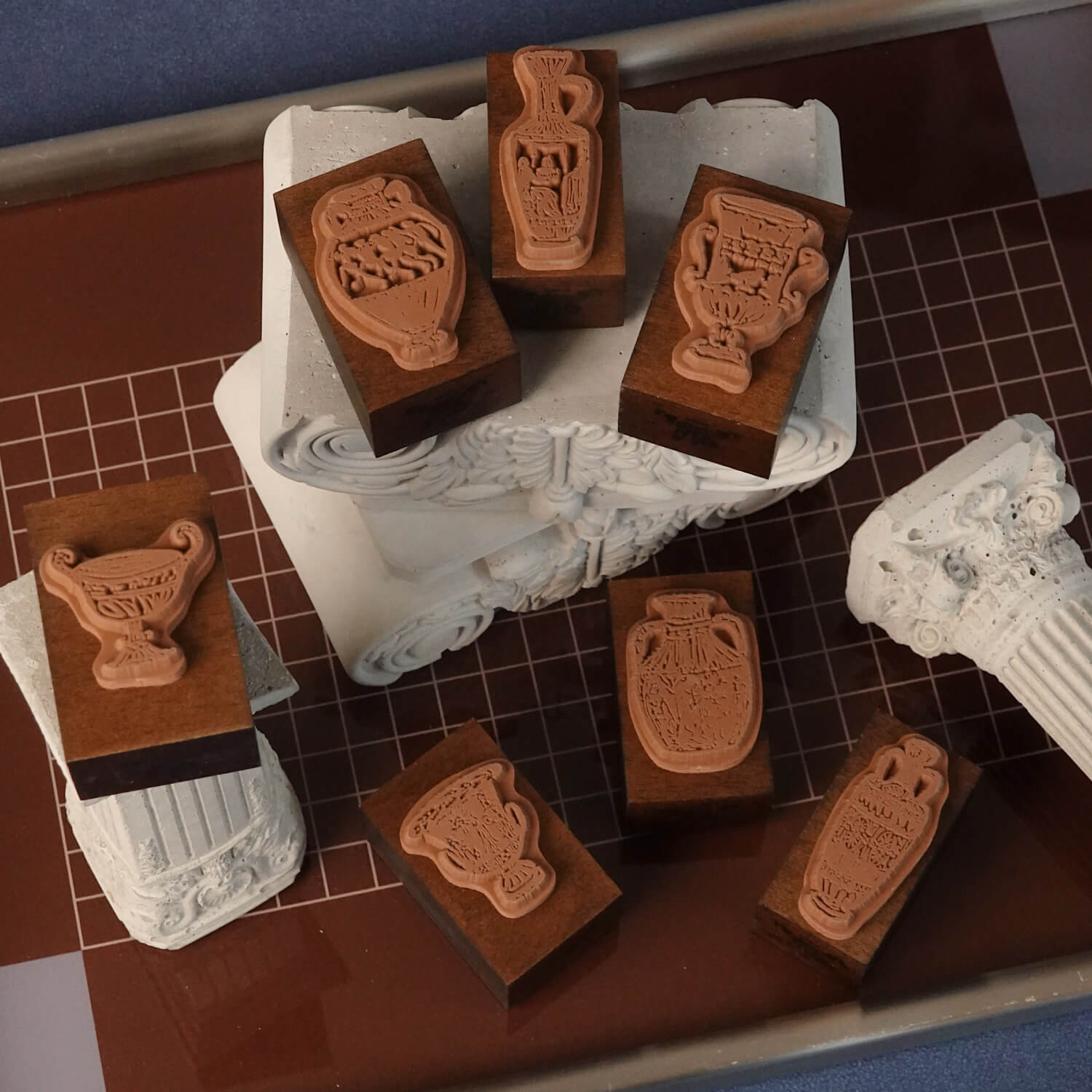 Square Studio Rome Series Wooden Stamp Set – Roman Pottery Jars