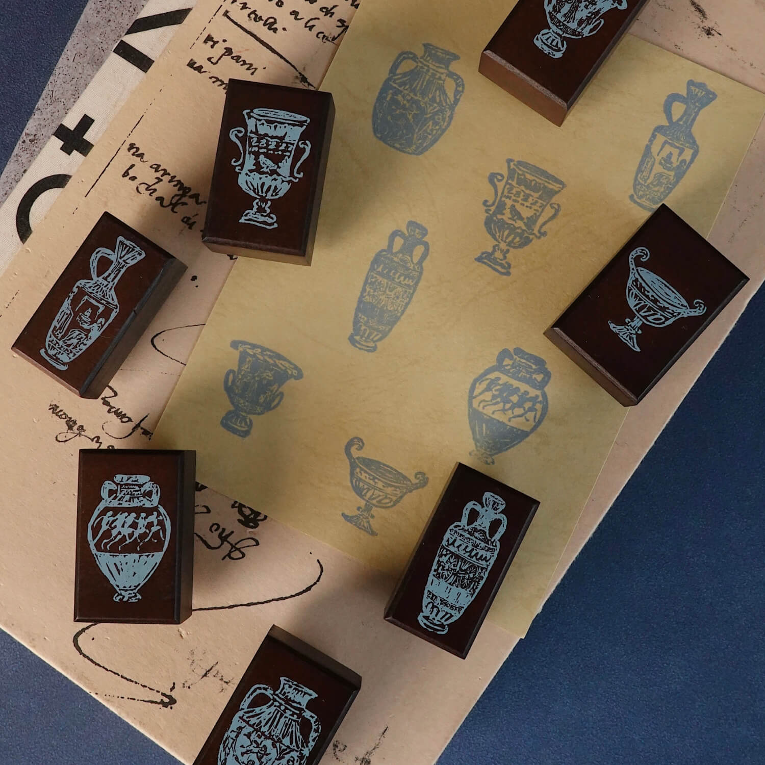 Square Studio Rome Series Wooden Stamp Set – Roman Pottery Jars