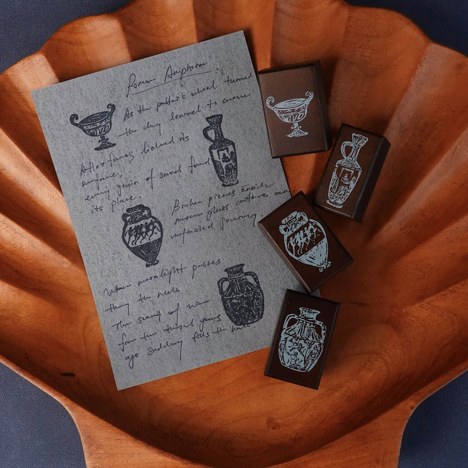 Square Studio Rome Series Wooden Stamp Set – Roman Pottery Jars