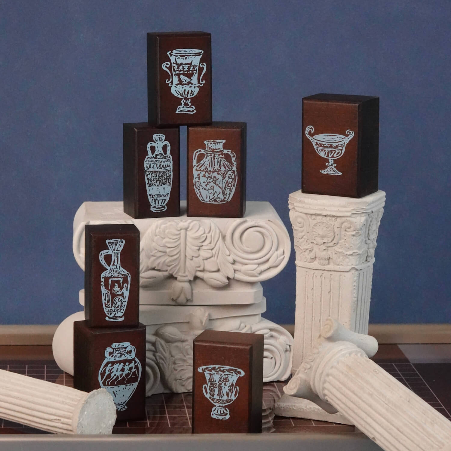 Square Studio Rome Series Wooden Stamp Set – Roman Pottery Jars