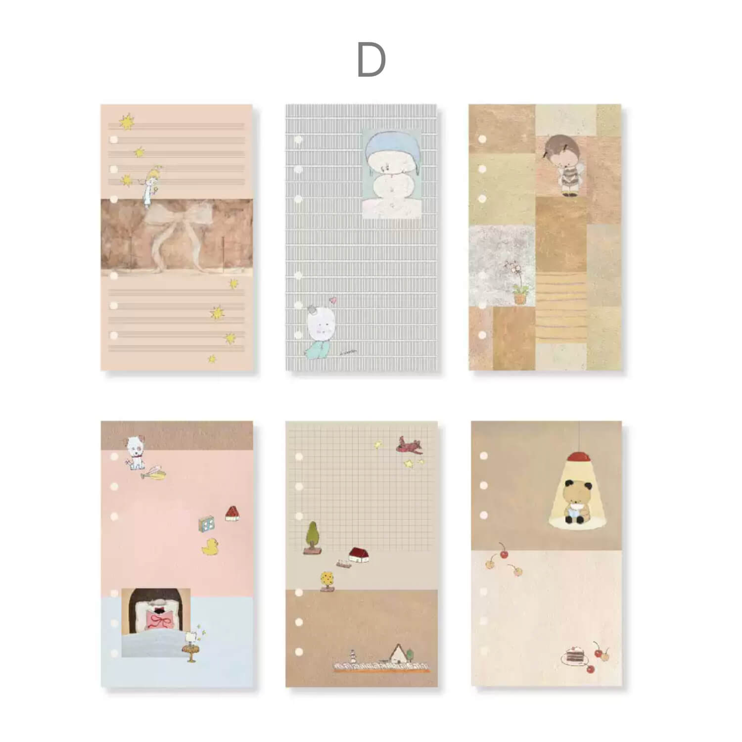 Square Studio x Pige A6 Personal Ring Planner Refill – Illustrated Pages