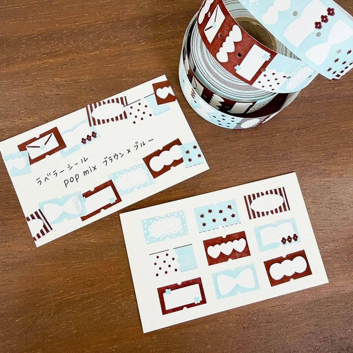 Stamp Marche Label Stickers – POPMix Brown × Blue