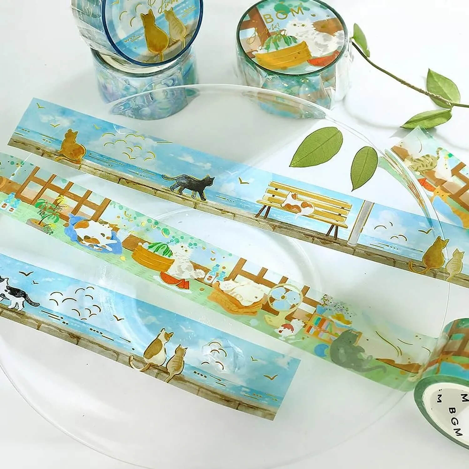 (Summer Limited) BGM Foil Masking Tape – Seaside and Cats