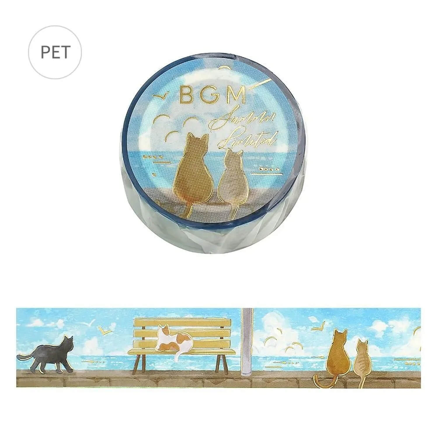(Summer Limited) BGM Foil Masking Tape – Seaside and Cats