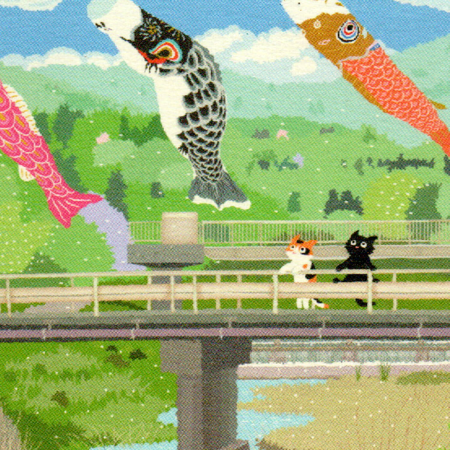Tabineko Spring Postcard – Sky Fish – Nagi