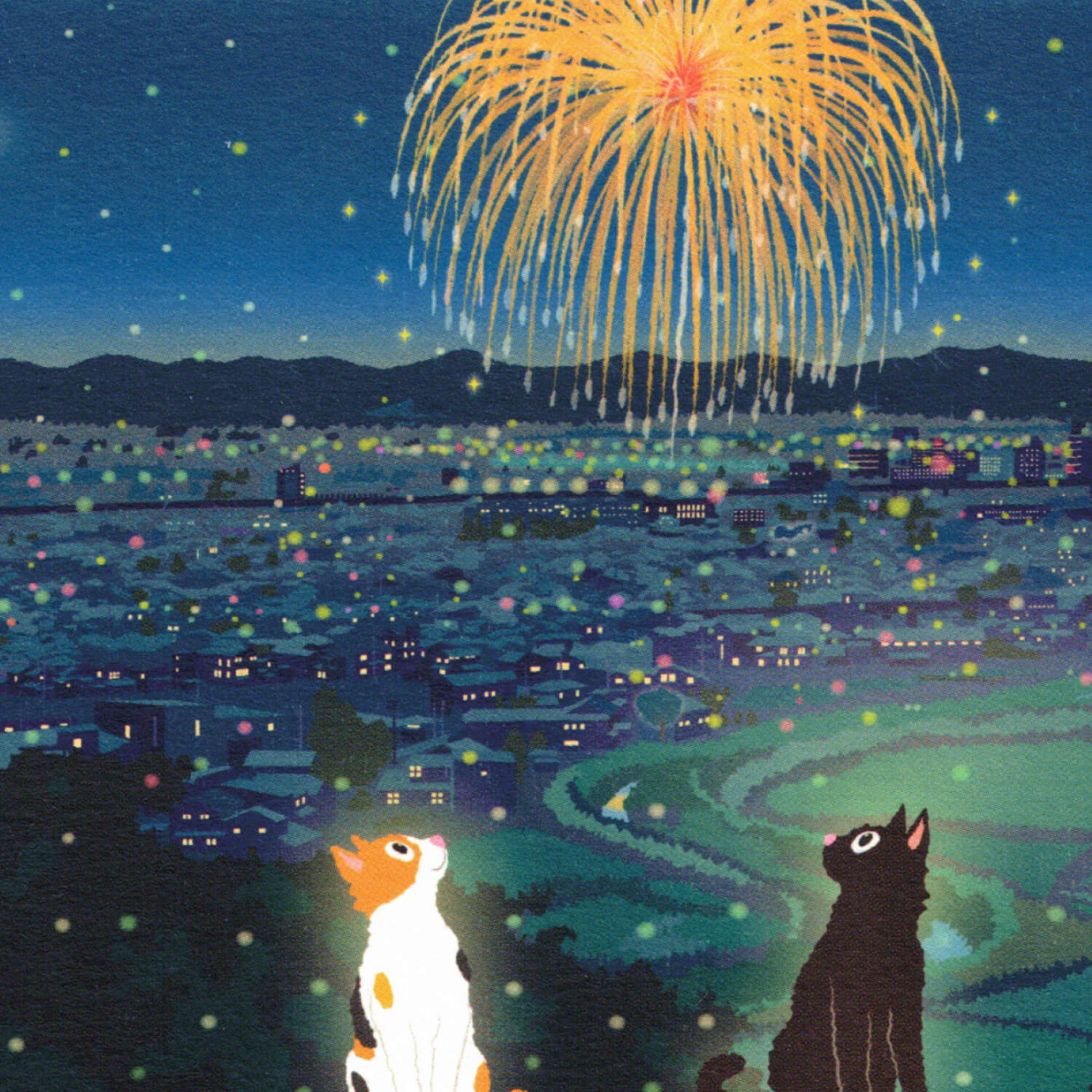 Tabineko Summer Postcard – Fireworks