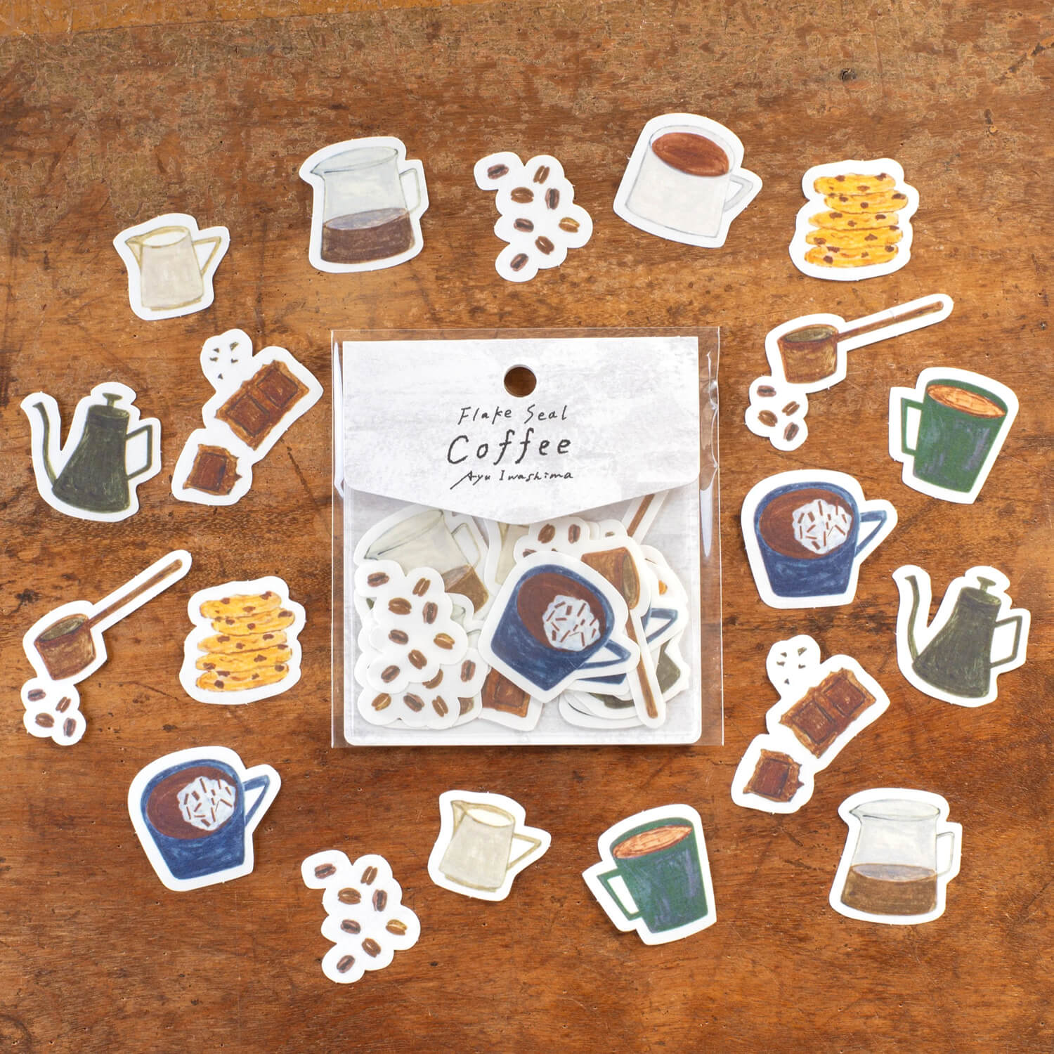 Tegamisha x Ayu Iwashima Flake Stickers – Coffee