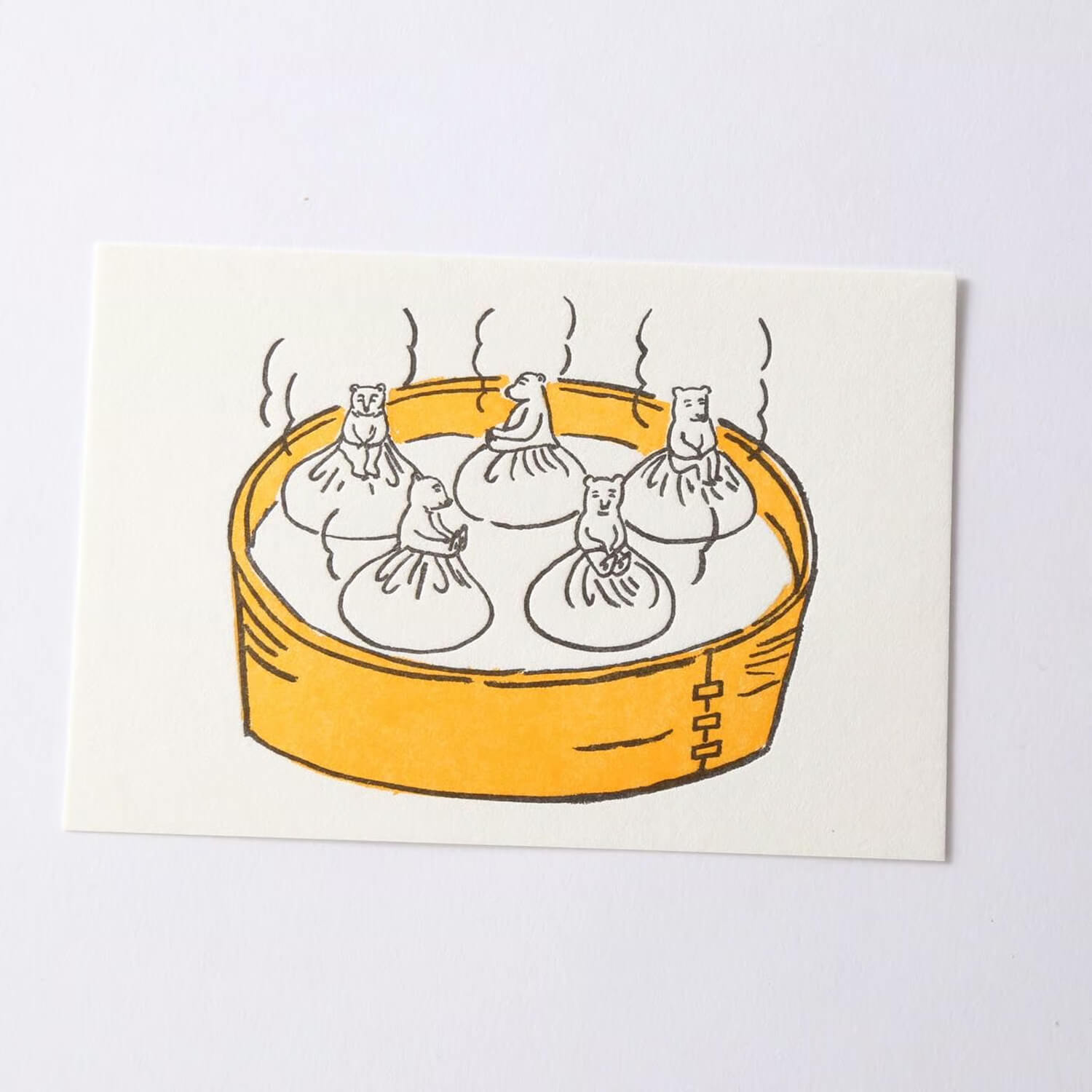 Tegamisha x Keiko Shibata Letterpress Postcard – Polar Bear Xiao Long Bao