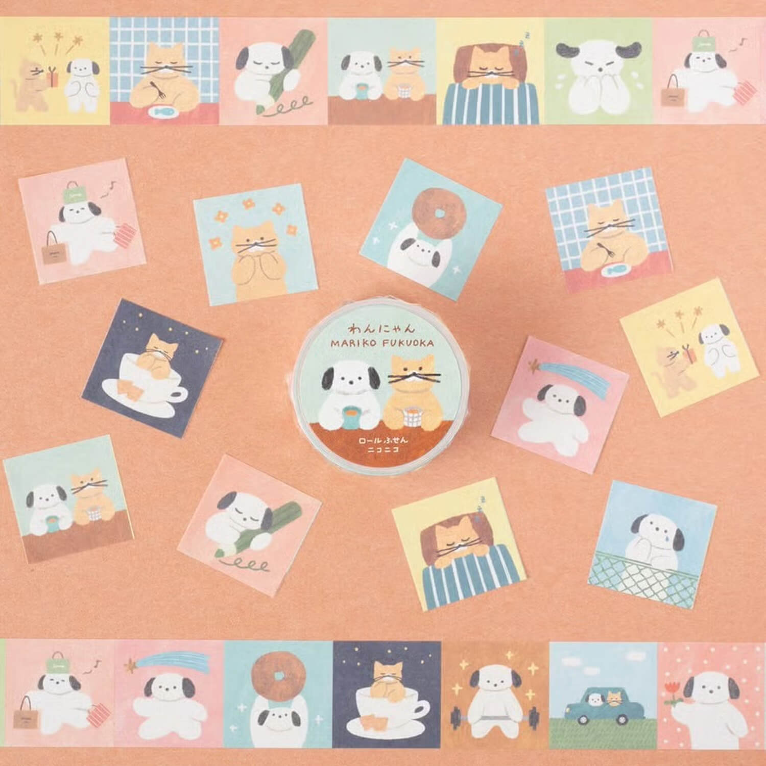 Tegamisha x Mariko Fukuoka Nico Nico Roll Sticky Notes – Dogs and Cats