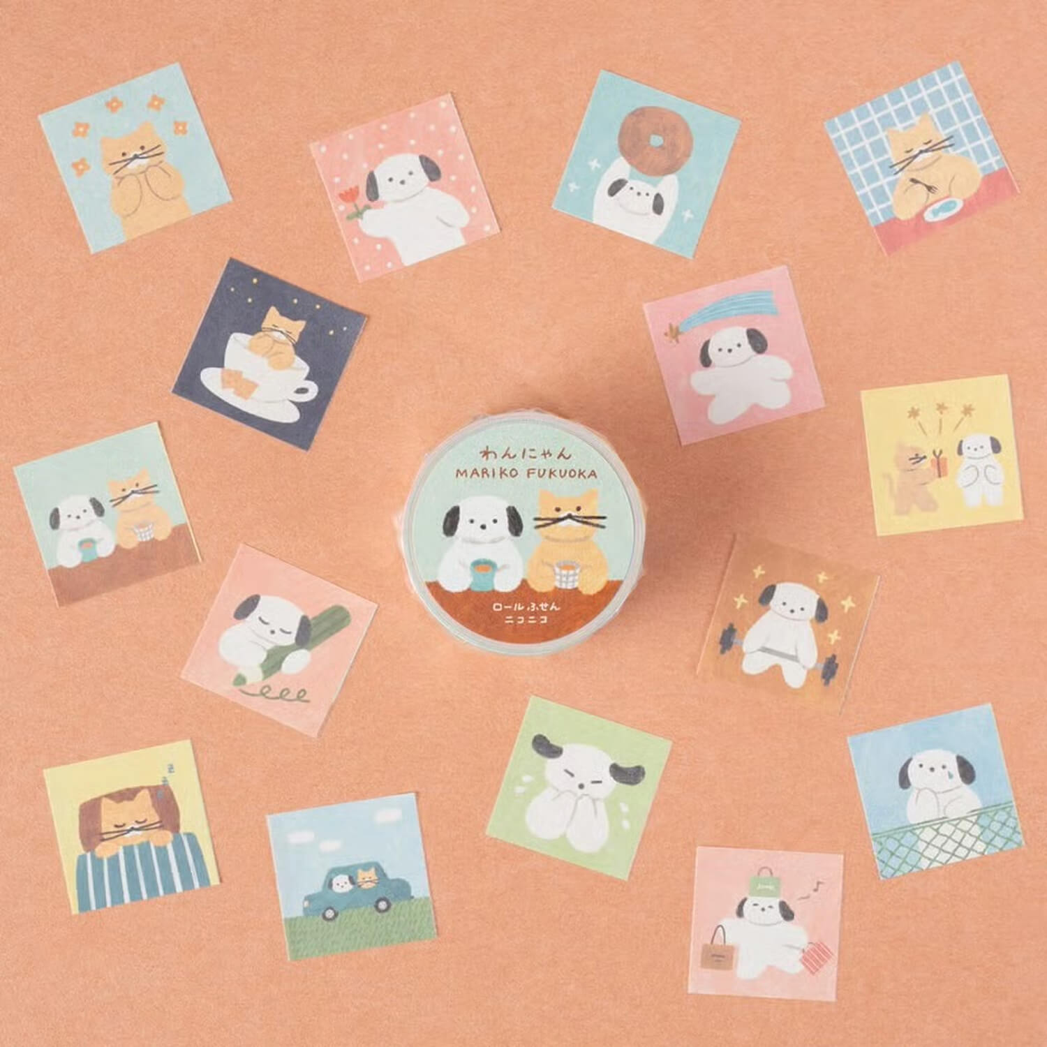 Tegamisha x Mariko Fukuoka Nico Nico Roll Sticky Notes – Dogs and Cats