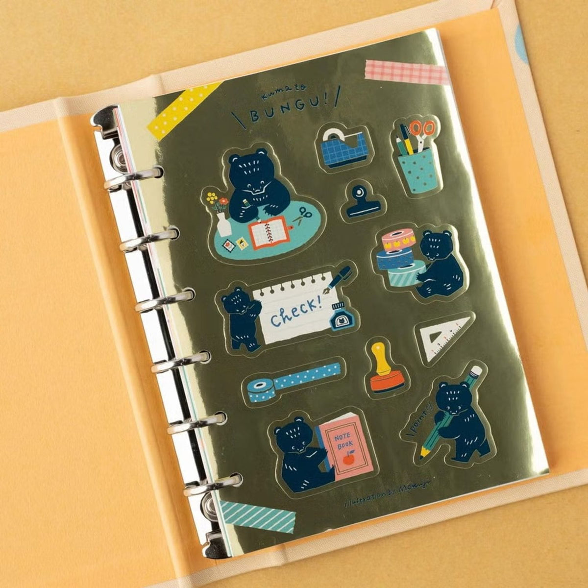 Tegamisha x Mokuji Mini 6 Glossy Stickers – Bear and Stationery!