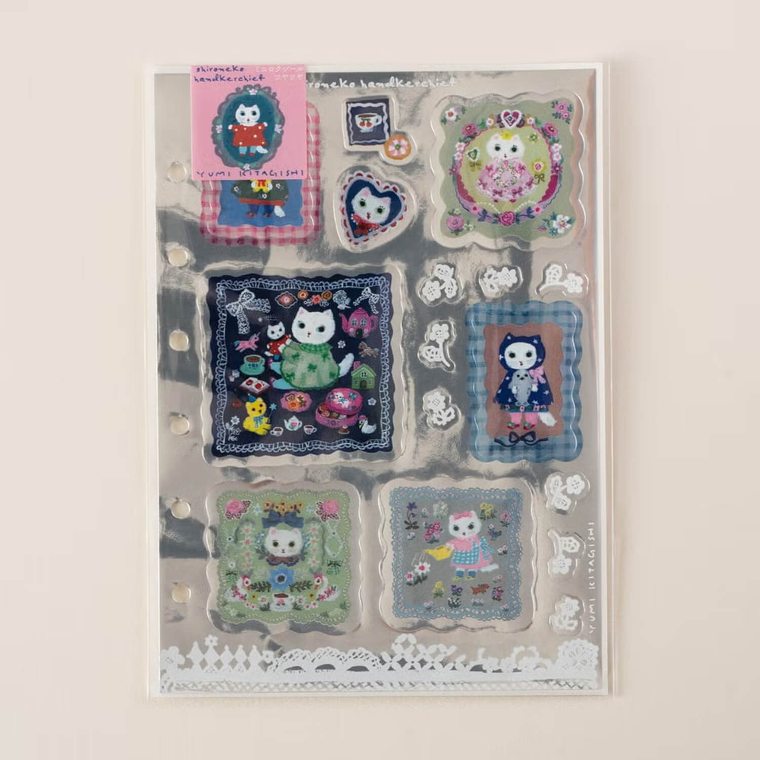 Tegamisha x Yumi Kitagishi Glossy Stickers – Shironeko Handkerchief