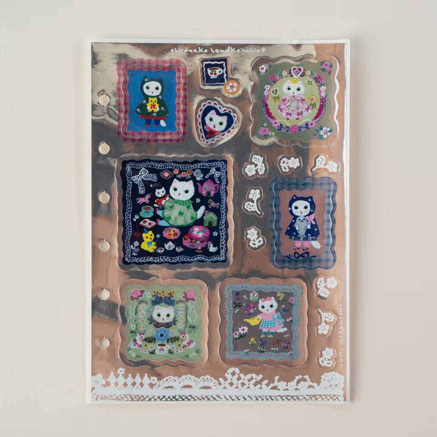 Tegamisha x Yumi Kitagishi Glossy Stickers – Shironeko Handkerchief