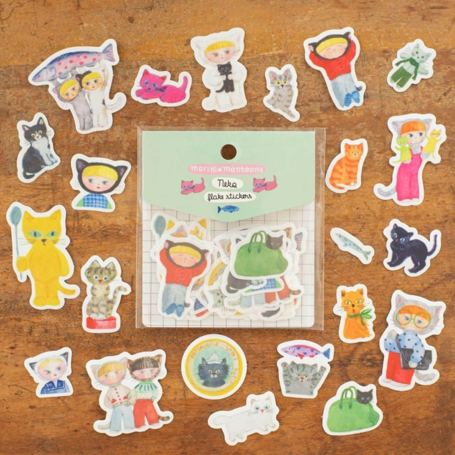 Tegamisha x marini monteany Flake Stickers – Neko