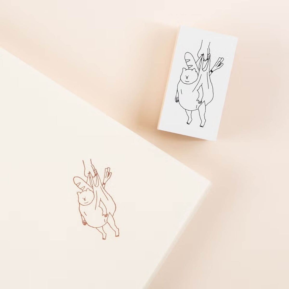 Tegamisha x yuichi Rubber Stamp – Cat in a Plastic Bag