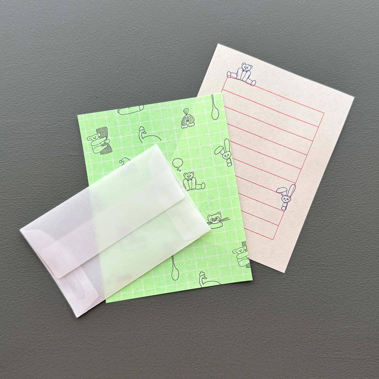 Tobimatsu Shoichiro × Mizushima Small Letter Set – Cheering Animals
