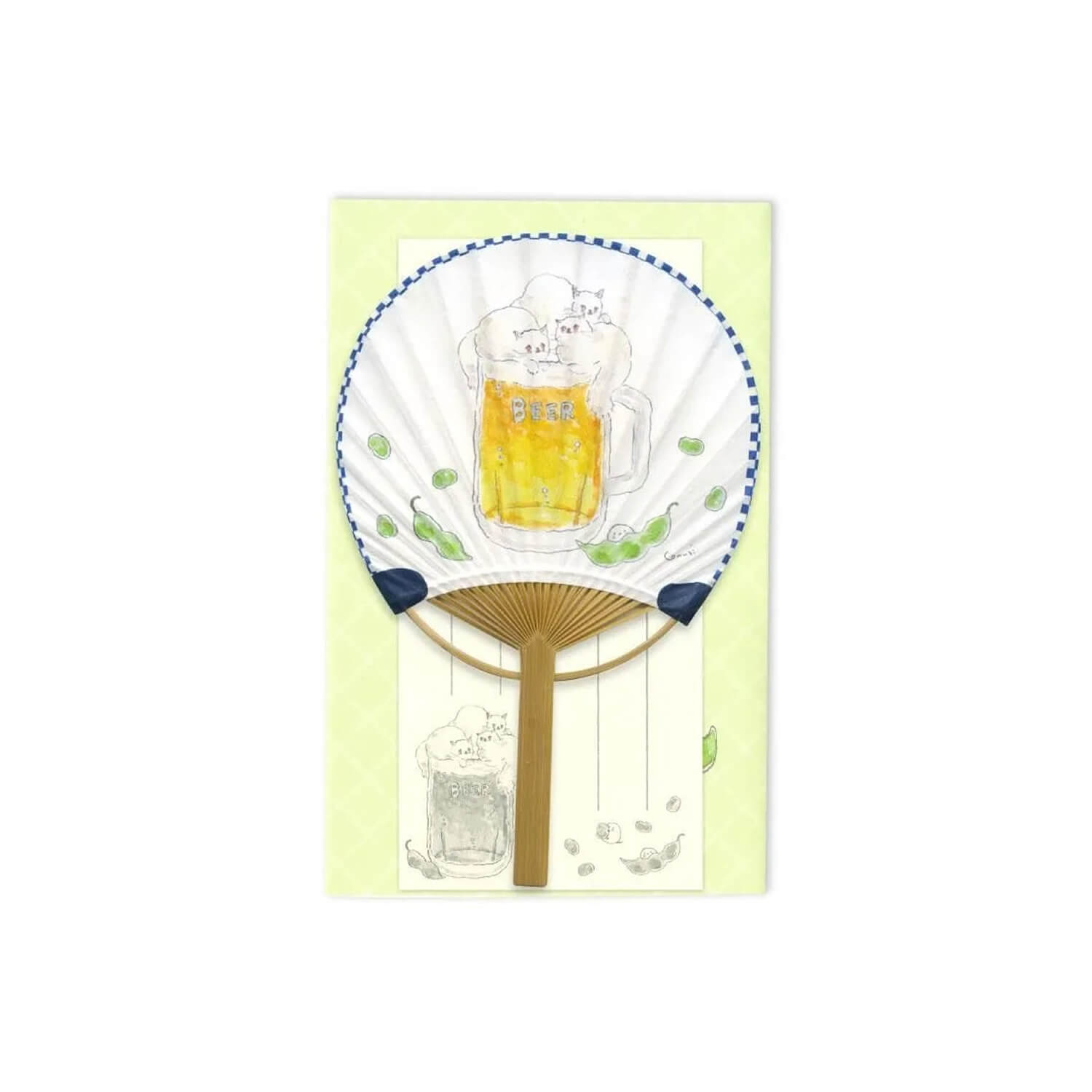 Tocoro Comugi Bamboo Fan Greeting Card – Beer