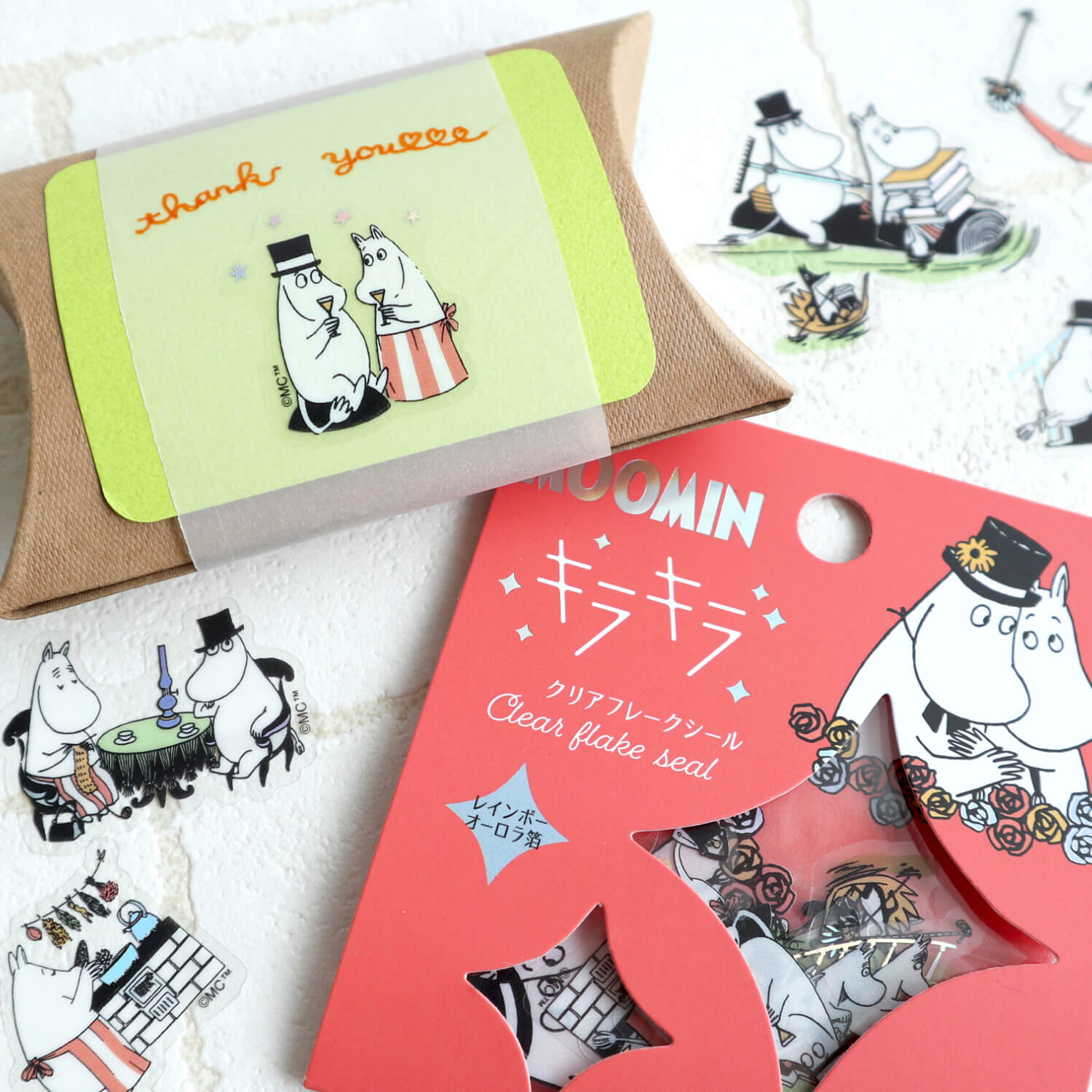 World Craft Moomin Kirakira Clear Flake Stickers – Moominpappa &amp; Moominmamma