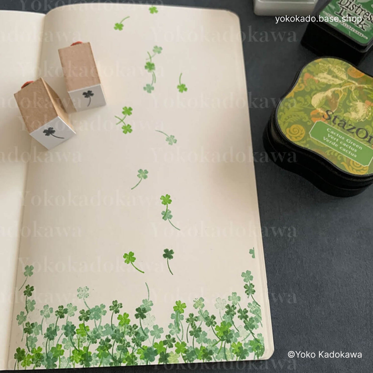 Yoko Kadokawa Rubber Stamp – Four-Leaf Clover Facing Right