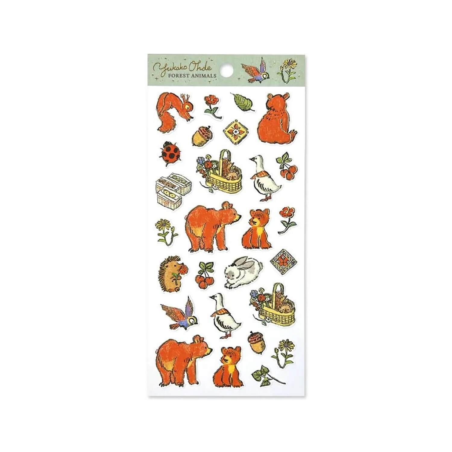 Yukako Ohde Gold Foil Cotton Stickers – Forest Animals