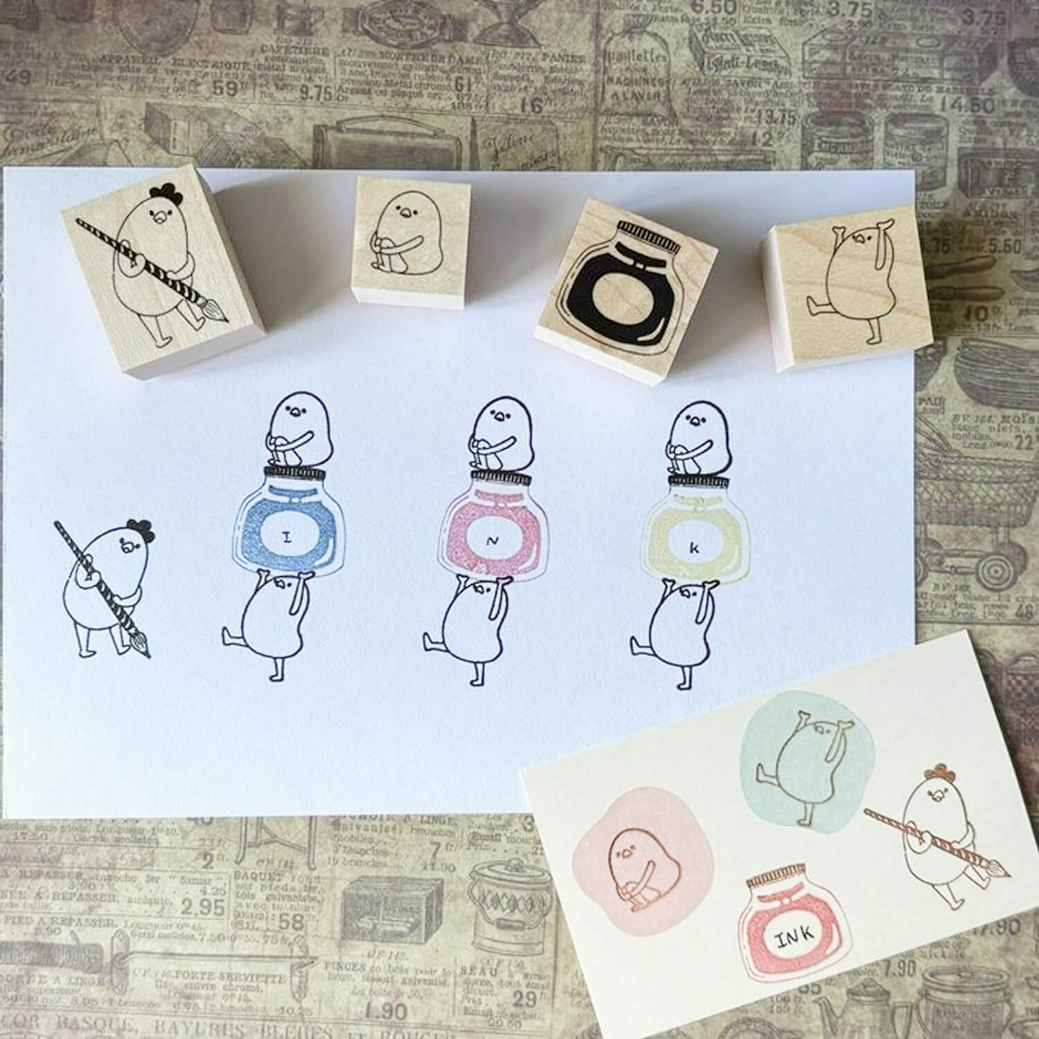 Yun Rubber Stamp Set – Chicken Family Ink Play