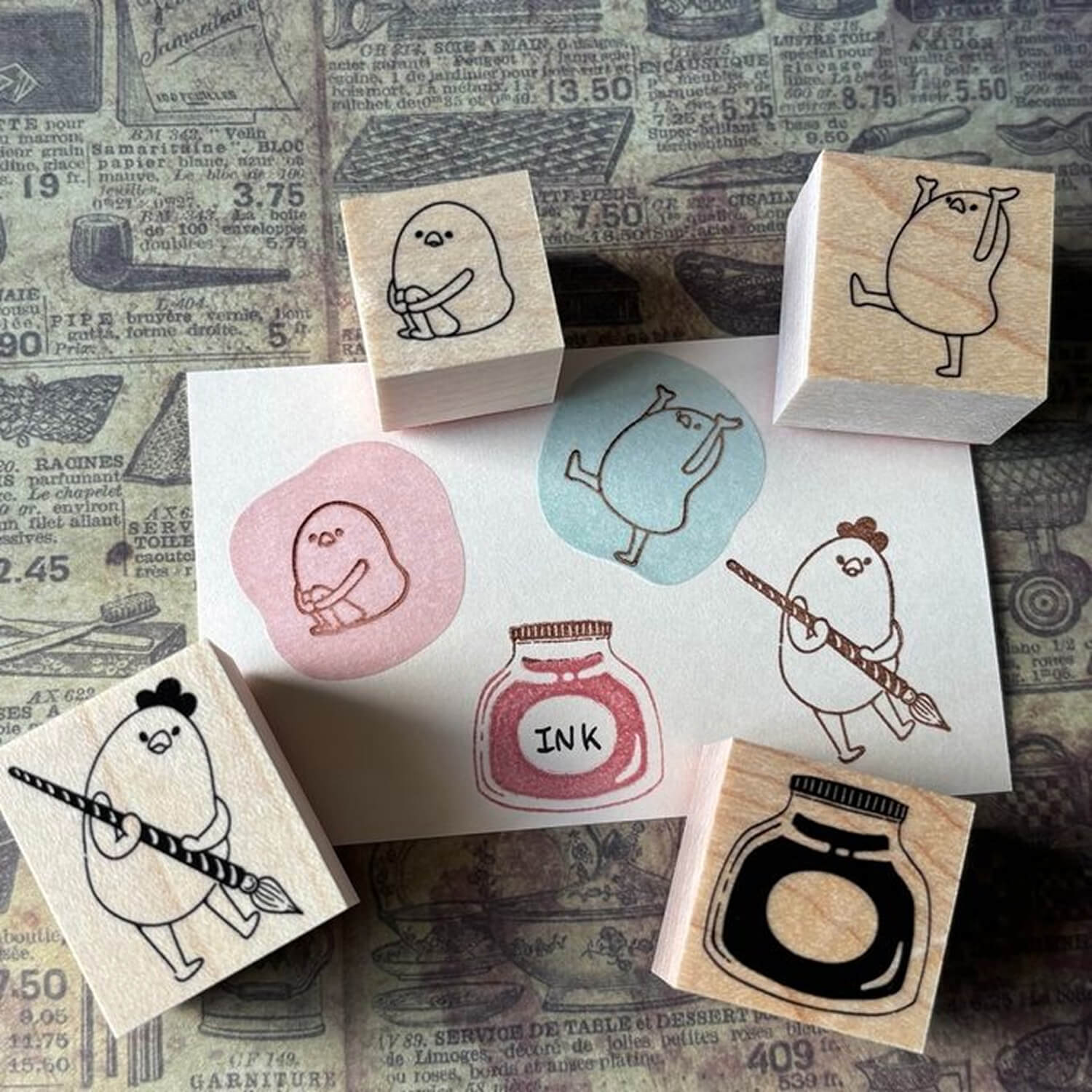 Yun Rubber Stamp Set – Chicken Family Ink Play