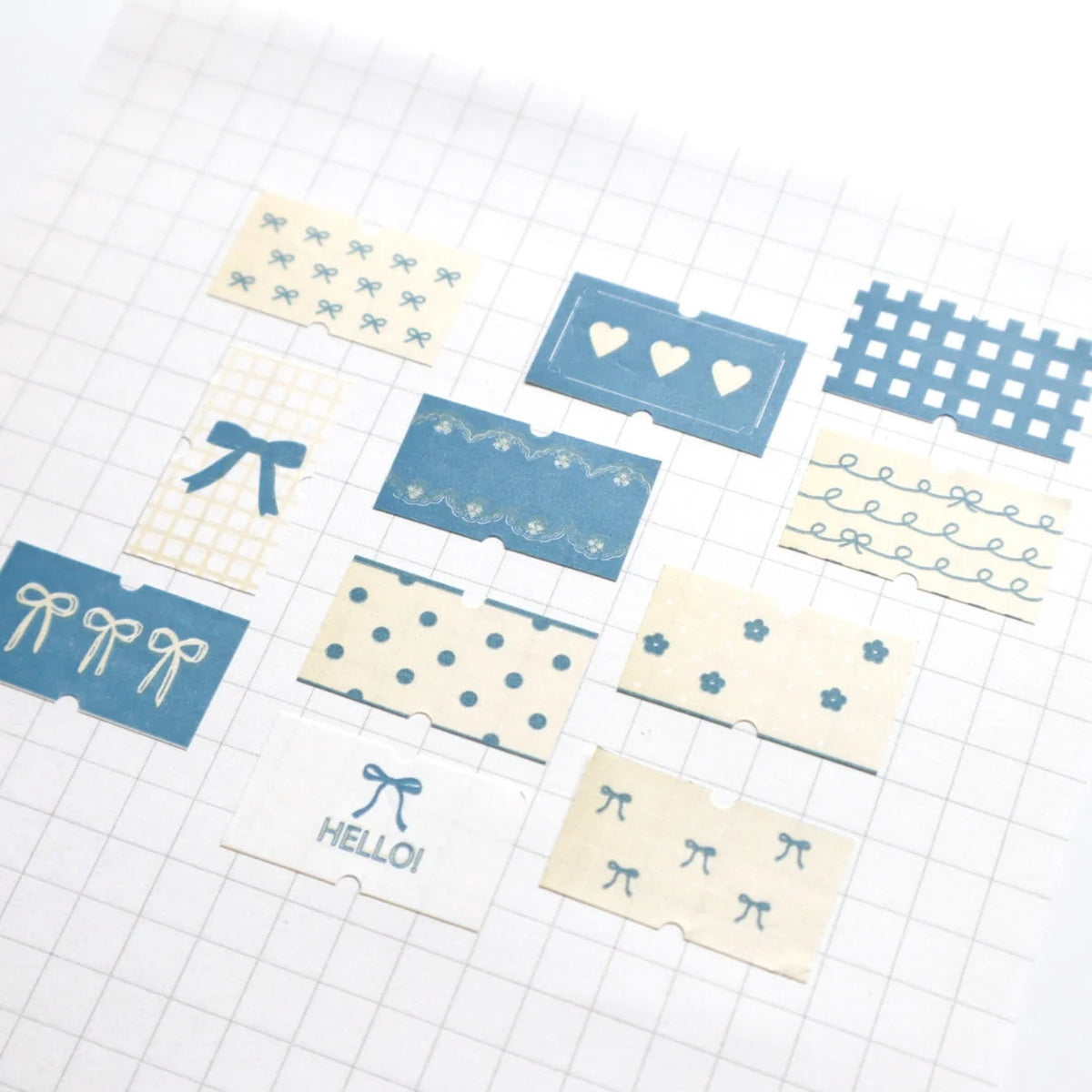 forme. Ribbon Assortment Label Roll Stickers – Cream and Blue