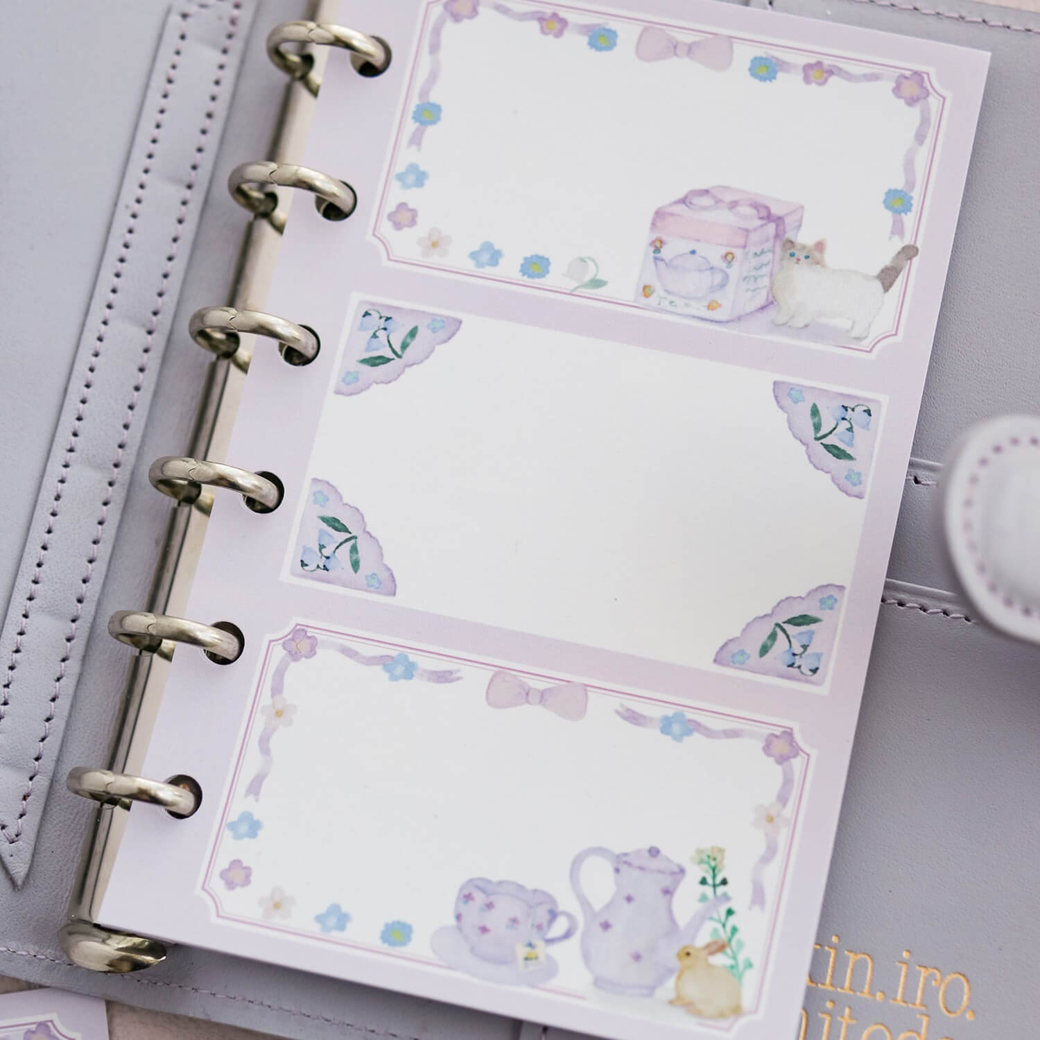 kin.iro.hitode M6 Refill – Cat and Rabbit Tea Pattern