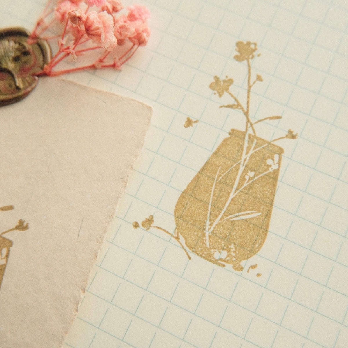 mikan manta Wooden Stamp – Flower Vase