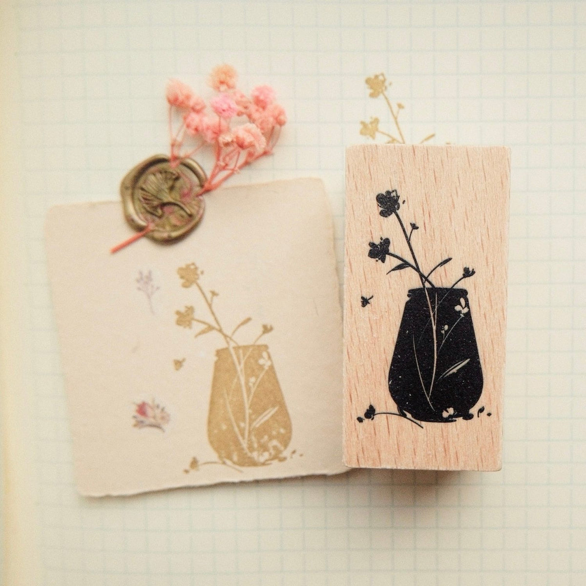 mikan manta Wooden Stamp – Flower Vase